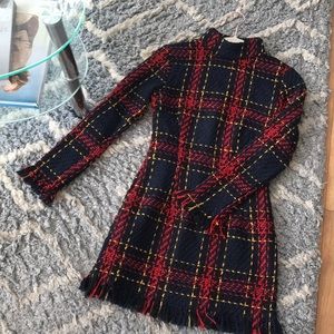 Plaid knitted mini dress